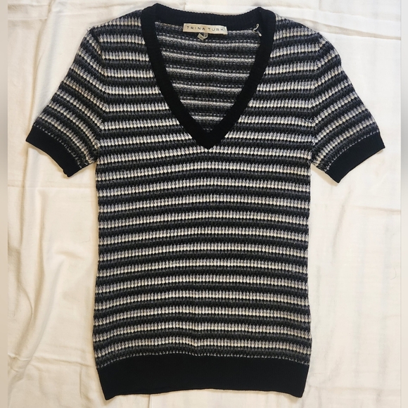 Trink‎ Turk s/s merino wool sweater size small black/gray v-neck - Picture 1 of 6
